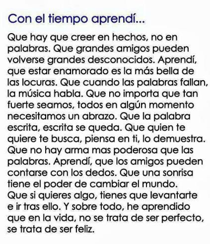 Con el tiempo aprendi